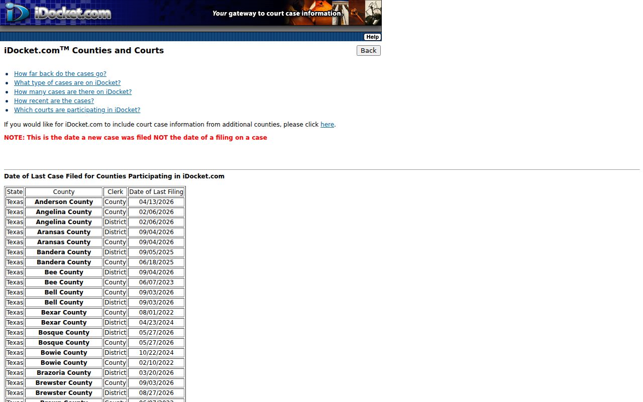 Presidio County criminal court docket vendor last-filed page
