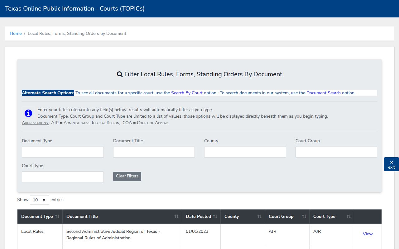 Presidio County criminal court docket local rules repository